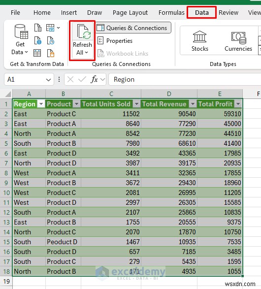 Tạo bảng thông tin thời gian thực động bằng Excel Power Query 