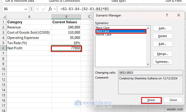Trình quản lý kịch bản Master Excel:Lập kế hoạch và dự báo tài chính nâng cao