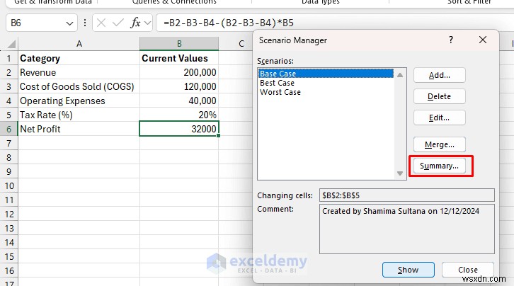 Trình quản lý kịch bản Master Excel:Lập kế hoạch và dự báo tài chính nâng cao
