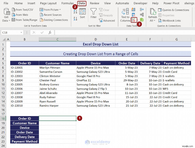 Danh sách thả xuống chính của Excel:Tạo, chỉnh sửa, xóa, lọc và bảo vệ 