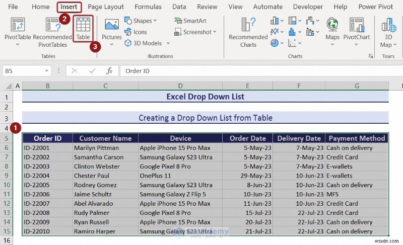 Danh sách thả xuống chính của Excel:Tạo, chỉnh sửa, xóa, lọc và bảo vệ 