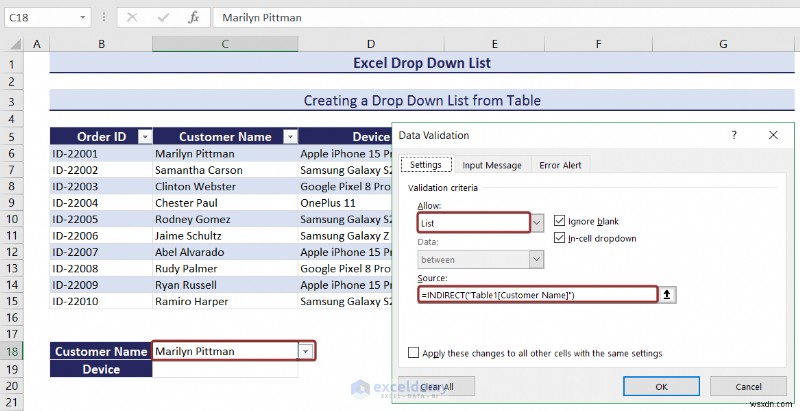 Danh sách thả xuống chính của Excel:Tạo, chỉnh sửa, xóa, lọc và bảo vệ 