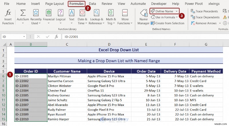 Danh sách thả xuống chính của Excel:Tạo, chỉnh sửa, xóa, lọc và bảo vệ 