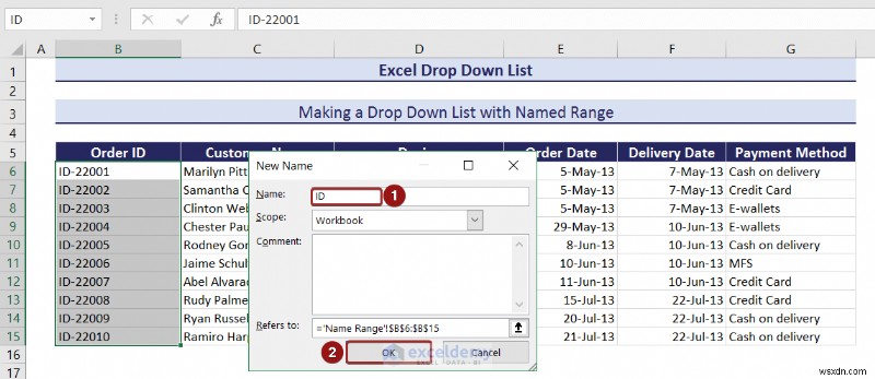 Danh sách thả xuống chính của Excel:Tạo, chỉnh sửa, xóa, lọc và bảo vệ 