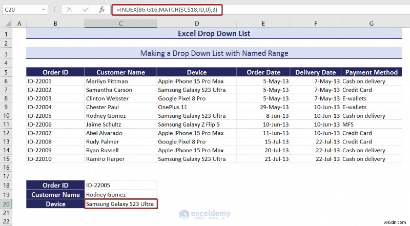 Danh sách thả xuống chính của Excel:Tạo, chỉnh sửa, xóa, lọc và bảo vệ 
