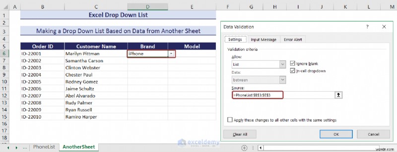 Danh sách thả xuống chính của Excel:Tạo, chỉnh sửa, xóa, lọc và bảo vệ 