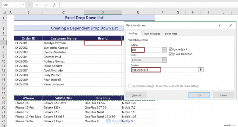 Danh sách thả xuống chính của Excel:Tạo, chỉnh sửa, xóa, lọc và bảo vệ 