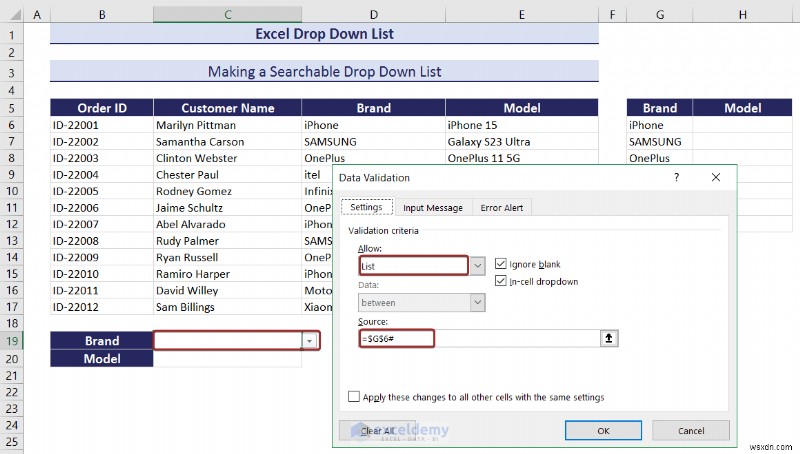 Danh sách thả xuống chính của Excel:Tạo, chỉnh sửa, xóa, lọc và bảo vệ 