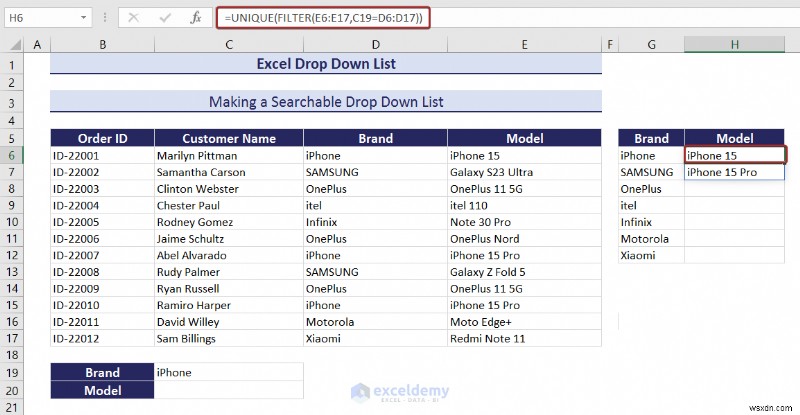 Danh sách thả xuống chính của Excel:Tạo, chỉnh sửa, xóa, lọc và bảo vệ 