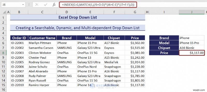Danh sách thả xuống chính của Excel:Tạo, chỉnh sửa, xóa, lọc và bảo vệ 