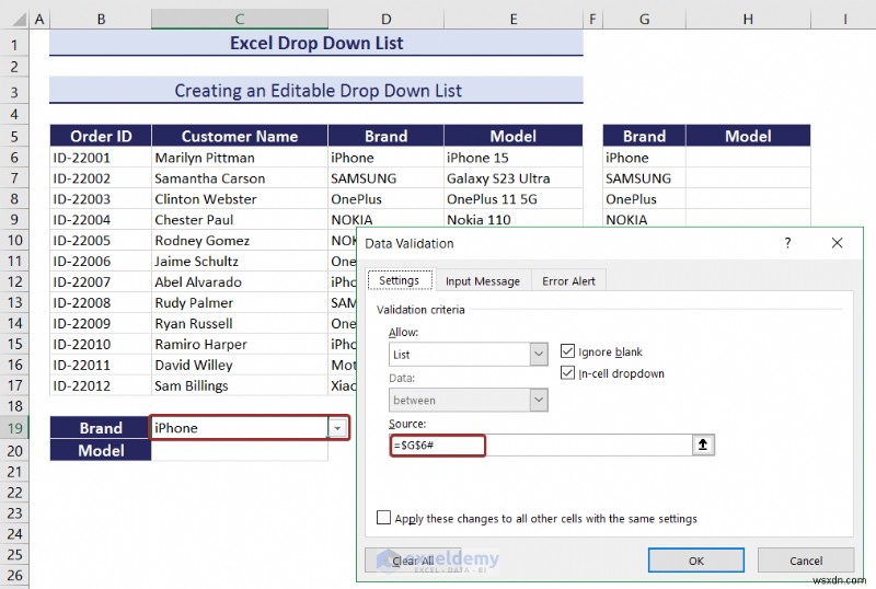 Danh sách thả xuống chính của Excel:Tạo, chỉnh sửa, xóa, lọc và bảo vệ 