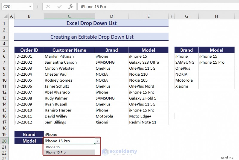 Danh sách thả xuống chính của Excel:Tạo, chỉnh sửa, xóa, lọc và bảo vệ 