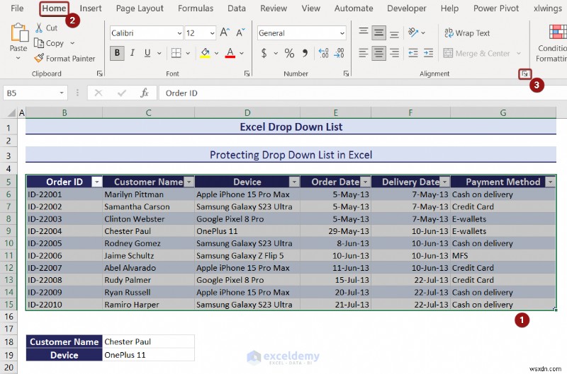 Danh sách thả xuống chính của Excel:Tạo, chỉnh sửa, xóa, lọc và bảo vệ 