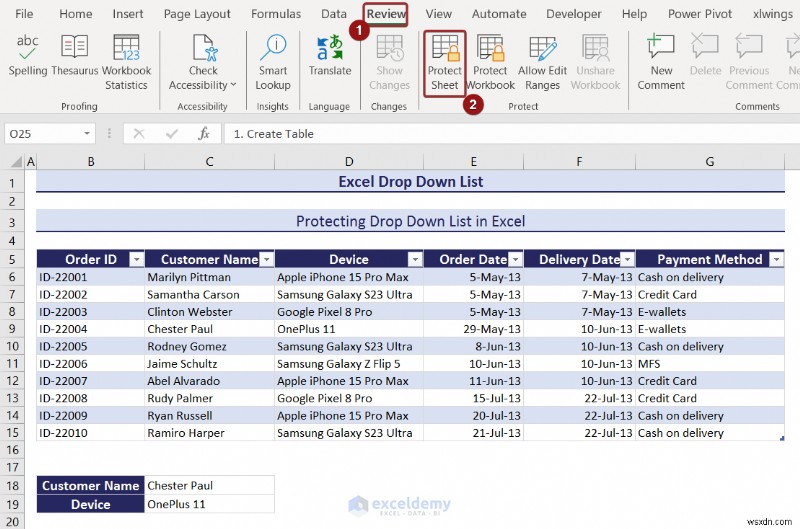 Danh sách thả xuống chính của Excel:Tạo, chỉnh sửa, xóa, lọc và bảo vệ 