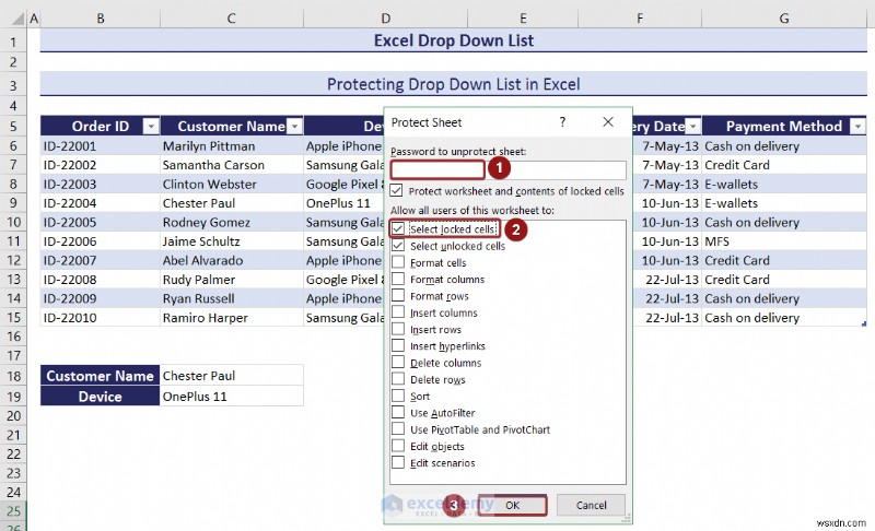 Danh sách thả xuống chính của Excel:Tạo, chỉnh sửa, xóa, lọc và bảo vệ 
