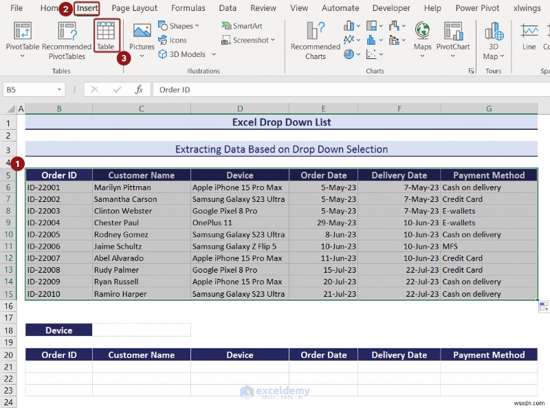 Danh sách thả xuống chính của Excel:Tạo, chỉnh sửa, xóa, lọc và bảo vệ 