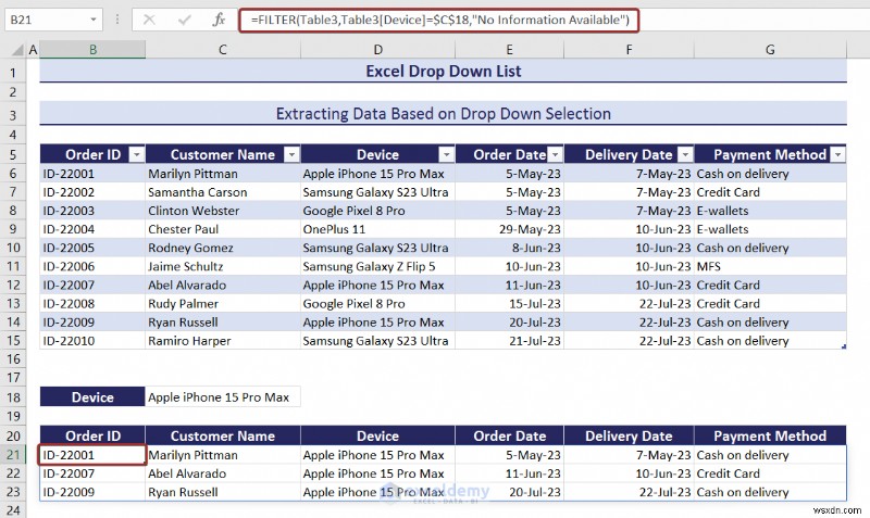 Danh sách thả xuống chính của Excel:Tạo, chỉnh sửa, xóa, lọc và bảo vệ 