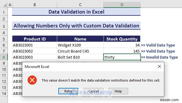 Làm chủ xác thực dữ liệu Excel:Hướng dẫn từng bước toàn diện 