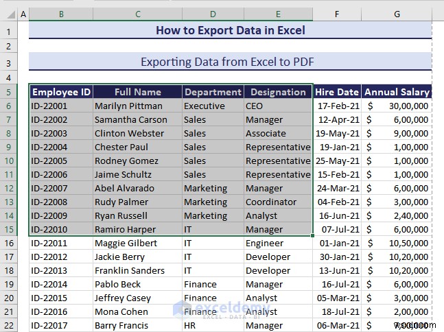 Xuất dữ liệu Excel sang các định dạng DOC, PDF, CSV, XML và vCard được thực hiện dễ dàng 