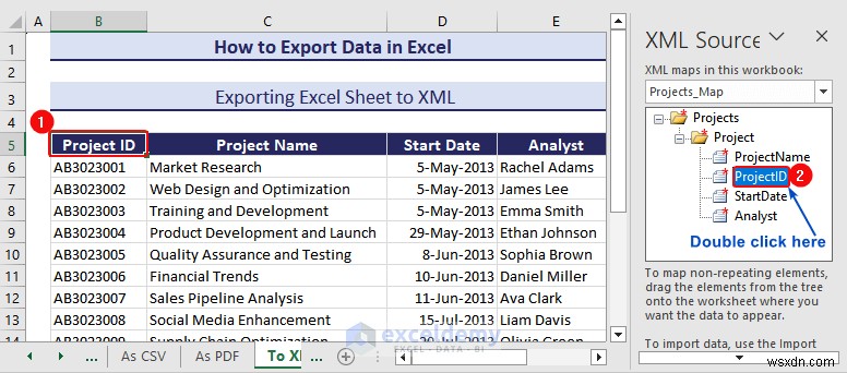 Xuất dữ liệu Excel sang các định dạng DOC, PDF, CSV, XML và vCard được thực hiện dễ dàng 