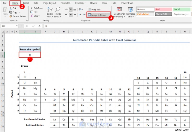 Tạo bảng tuần hoàn trong Excel:Hai phương pháp đơn giản