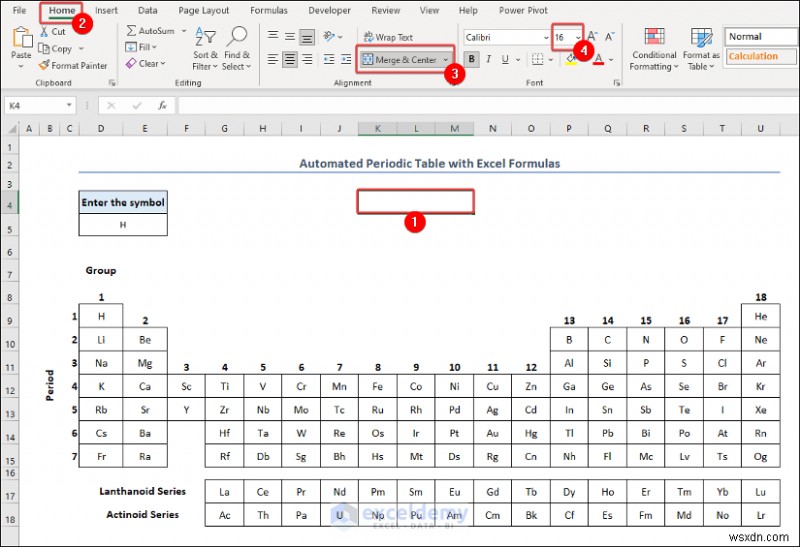 Tạo bảng tuần hoàn trong Excel:Hai phương pháp đơn giản