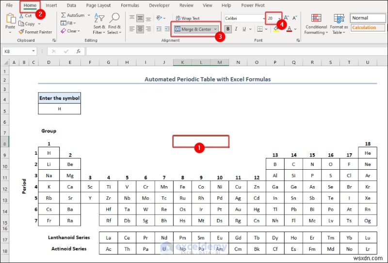 Tạo bảng tuần hoàn trong Excel:Hai phương pháp đơn giản
