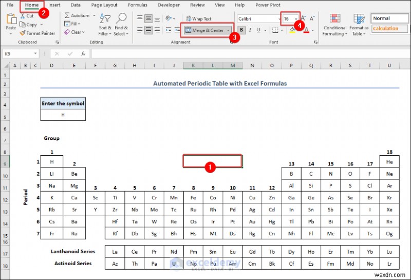 Tạo bảng tuần hoàn trong Excel:Hai phương pháp đơn giản