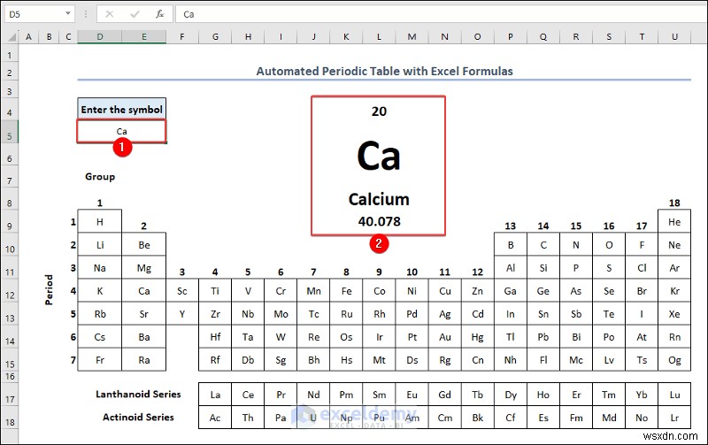 Tạo bảng tuần hoàn trong Excel:Hai phương pháp đơn giản
