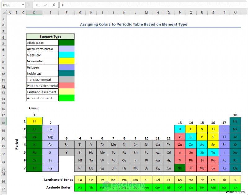 Tạo bảng tuần hoàn trong Excel:Hai phương pháp đơn giản