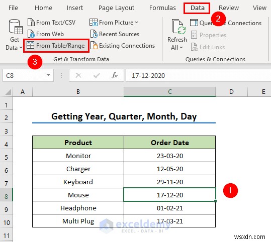 Các hàm ngày truy vấn Power chính trong Excel:3 ví dụ thực tế