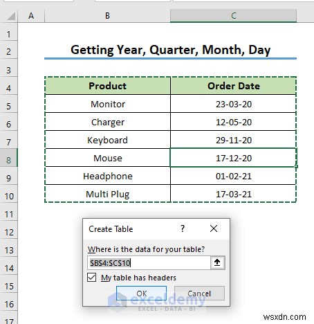Các hàm ngày truy vấn Power chính trong Excel:3 ví dụ thực tế