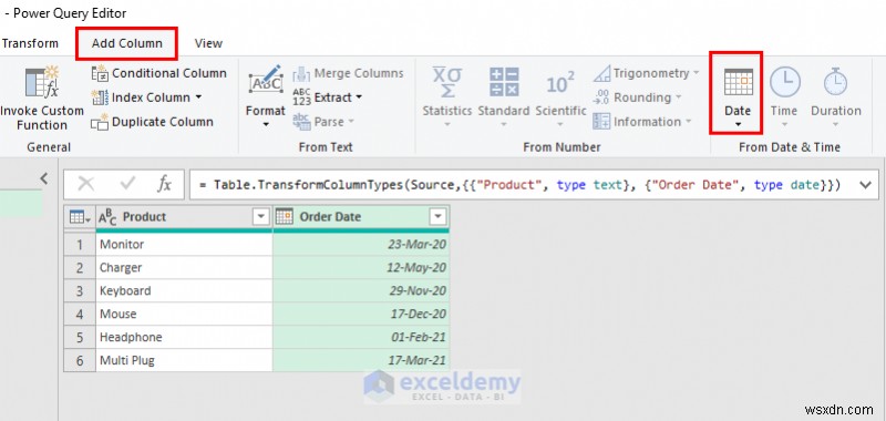 Các hàm ngày truy vấn Power chính trong Excel:3 ví dụ thực tế
