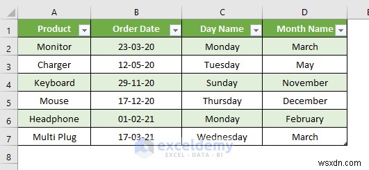Các hàm ngày truy vấn Power chính trong Excel:3 ví dụ thực tế