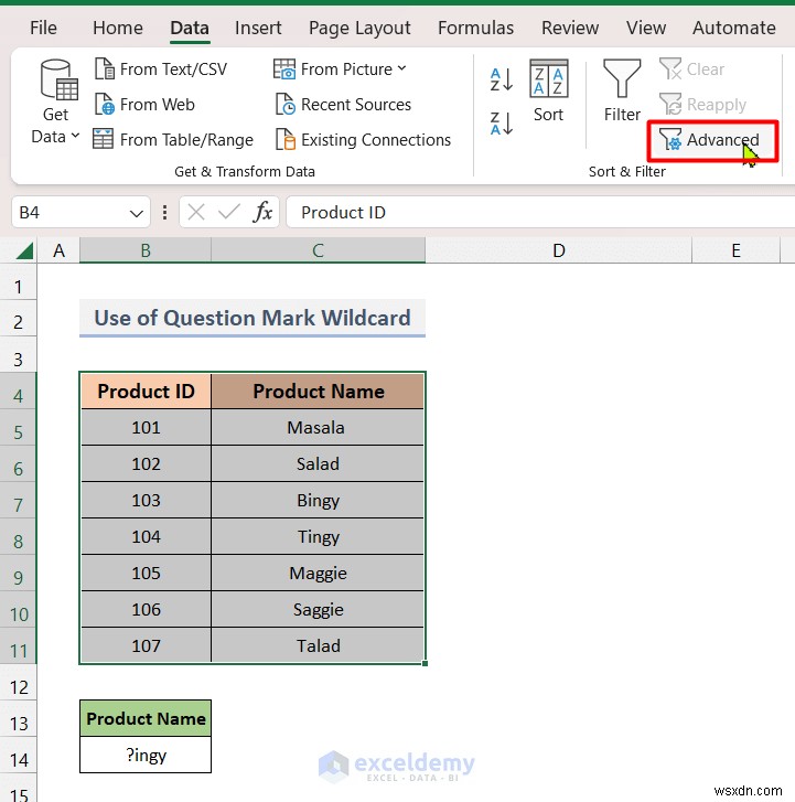 Bộ lọc nâng cao Master Excel với ký tự đại diện:Sắp xếp dữ liệu chính xác dễ dàng 