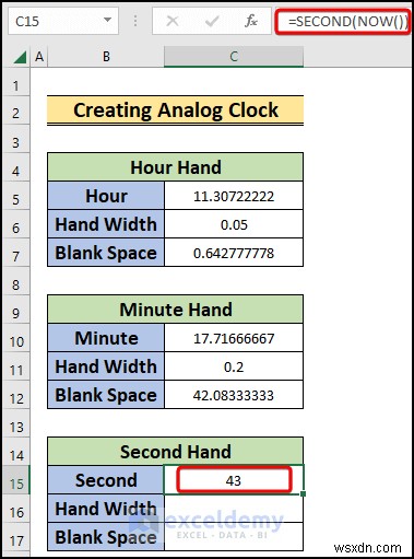 Xây dựng đồng hồ analog thời gian thực trong Excel:Hướng dẫn từng bước 