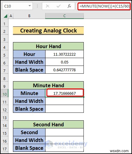 Xây dựng đồng hồ analog thời gian thực trong Excel:Hướng dẫn từng bước 