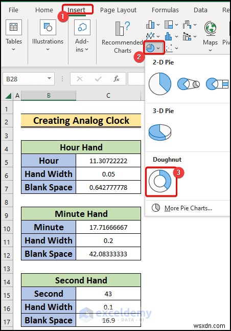 Xây dựng đồng hồ analog thời gian thực trong Excel:Hướng dẫn từng bước 