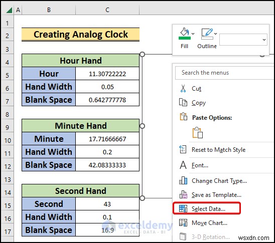 Xây dựng đồng hồ analog thời gian thực trong Excel:Hướng dẫn từng bước 