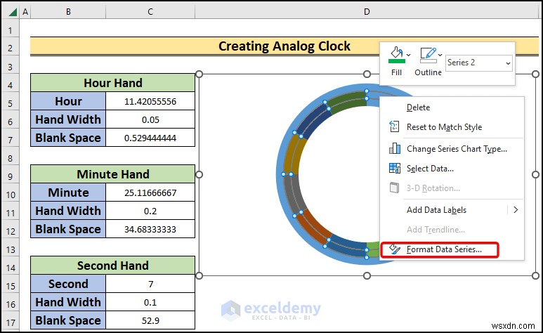 Xây dựng đồng hồ analog thời gian thực trong Excel:Hướng dẫn từng bước 