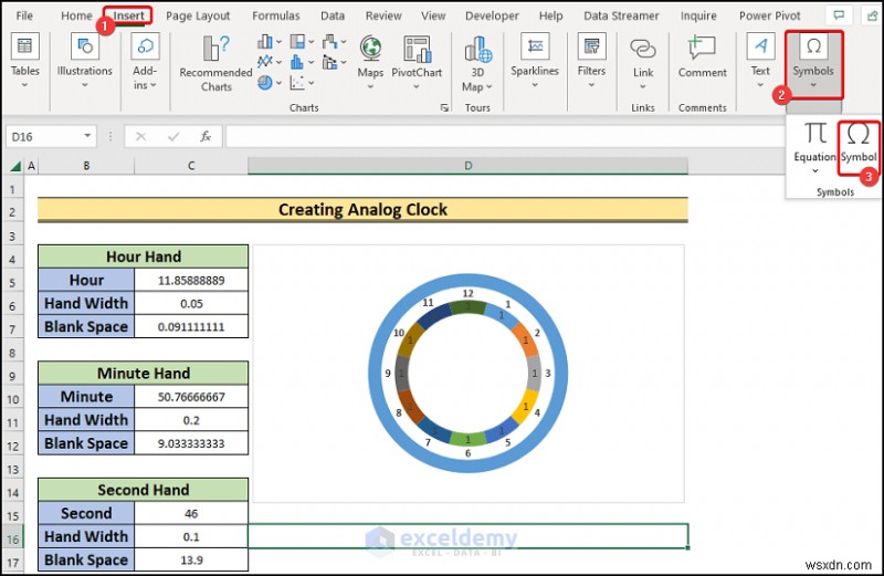 Xây dựng đồng hồ analog thời gian thực trong Excel:Hướng dẫn từng bước 