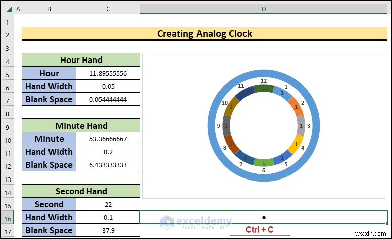 Xây dựng đồng hồ analog thời gian thực trong Excel:Hướng dẫn từng bước 