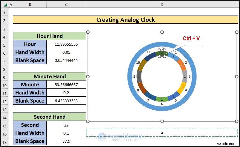 Xây dựng đồng hồ analog thời gian thực trong Excel:Hướng dẫn từng bước 