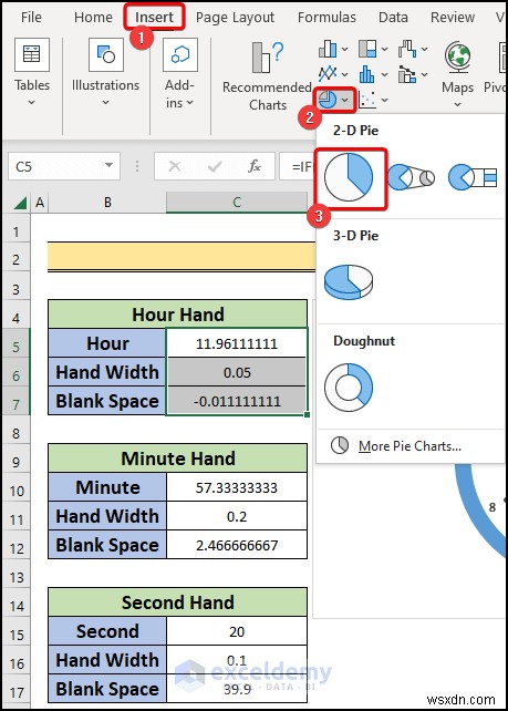 Xây dựng đồng hồ analog thời gian thực trong Excel:Hướng dẫn từng bước 