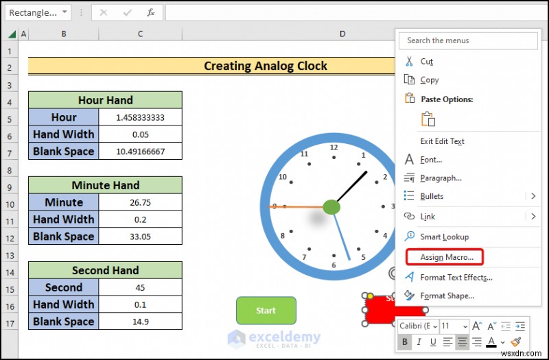 Xây dựng đồng hồ analog thời gian thực trong Excel:Hướng dẫn từng bước 