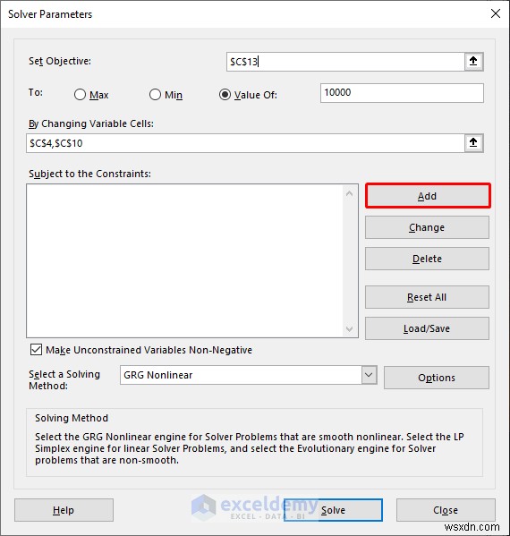 Trình giải Excel chính:Ví dụ về tối ưu hóa từng bước cho các tình huống trong thế giới thực 