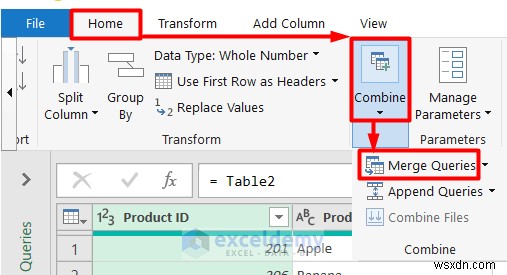Tham gia toàn bộ bên ngoài Excel:Hướng dẫn truy vấn nguồn từng bước