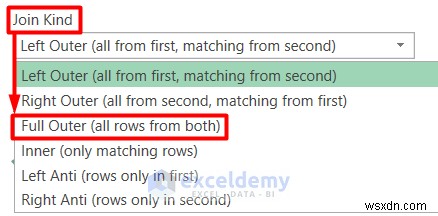 Tham gia toàn bộ bên ngoài Excel:Hướng dẫn truy vấn nguồn từng bước