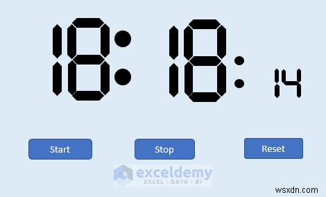 Tạo đồng hồ kỹ thuật số trong Excel:Hai phương pháp công thức và VBA đơn giản 