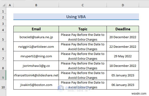 Tự động hóa cảnh báo qua email trong Excel:2 phương pháp đơn giản để theo dõi thời hạn hiệu quả 